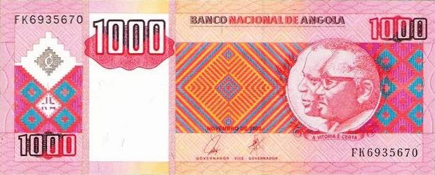 Банкнота в 1000 ангольских кванз. Лицевая сторона