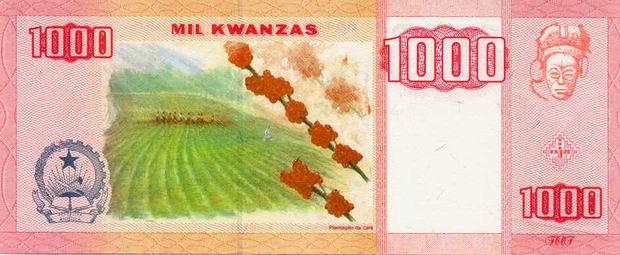Банкнота в 1000 ангольских кванз. Обратная сторона