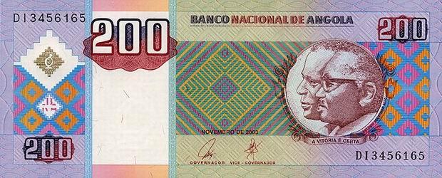Банкнота в 200 ангольских кванз. Лицевая сторона