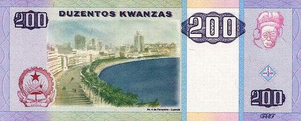 Банкнота в 200 ангольских кванз. Обратная сторона