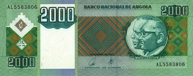 Банкнота в 2000 ангольских кванз. Лицевая сторона
